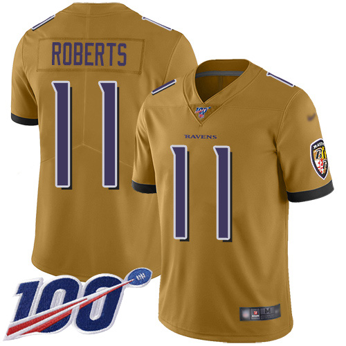 Baltimore Ravens Limited Gold Men Seth Roberts Jersey NFL Football #11 100th Season Inverted Legend->baltimore ravens->NFL Jersey